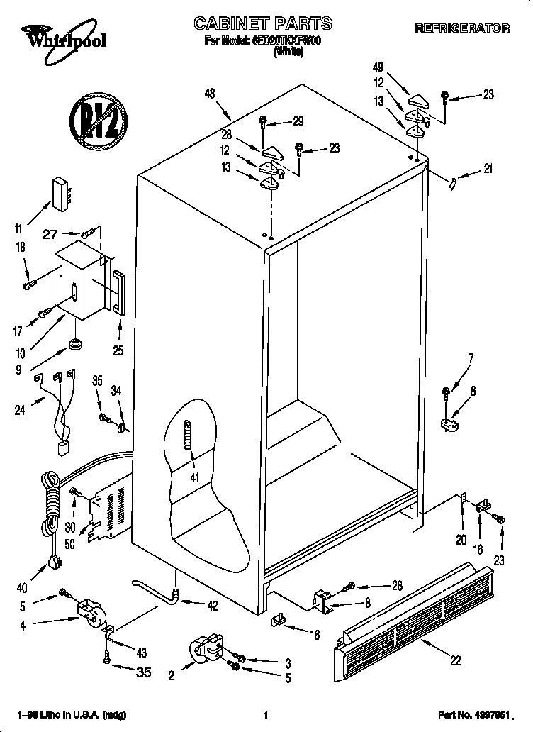 Whirlpool 6ED20TKXFW00 cabinet diagram