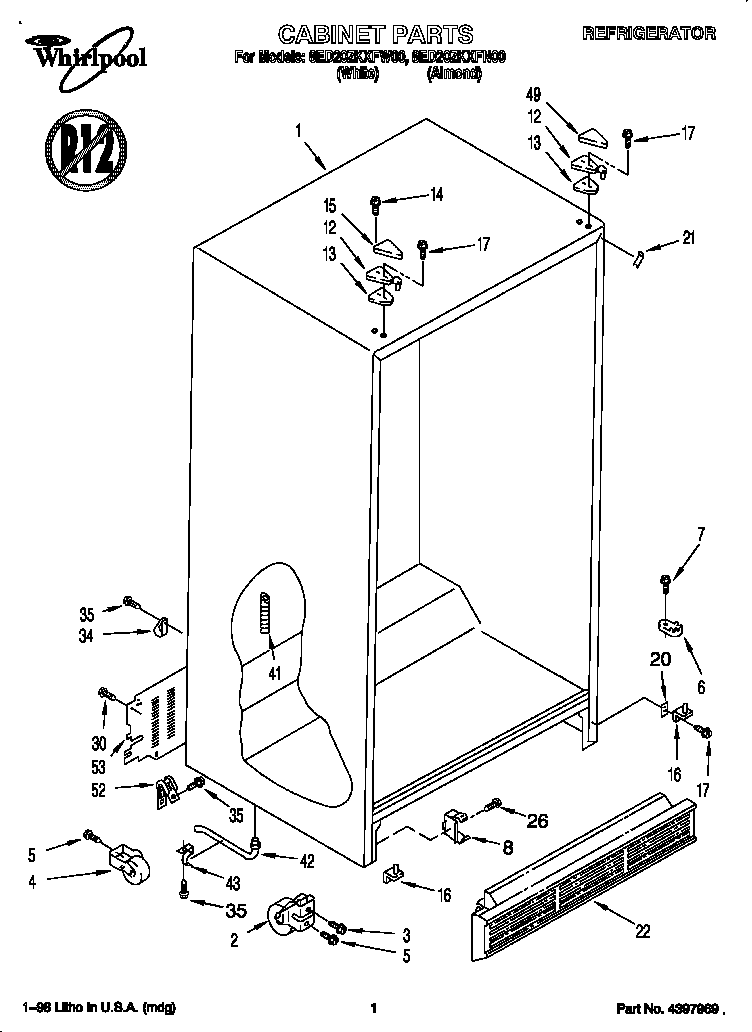 Whirlpool 8ED20ZKXFW00 cabinet diagram