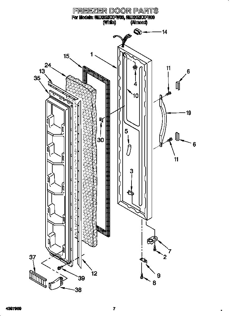 Whirlpool 8ED20ZKXFW00 freezer door diagram