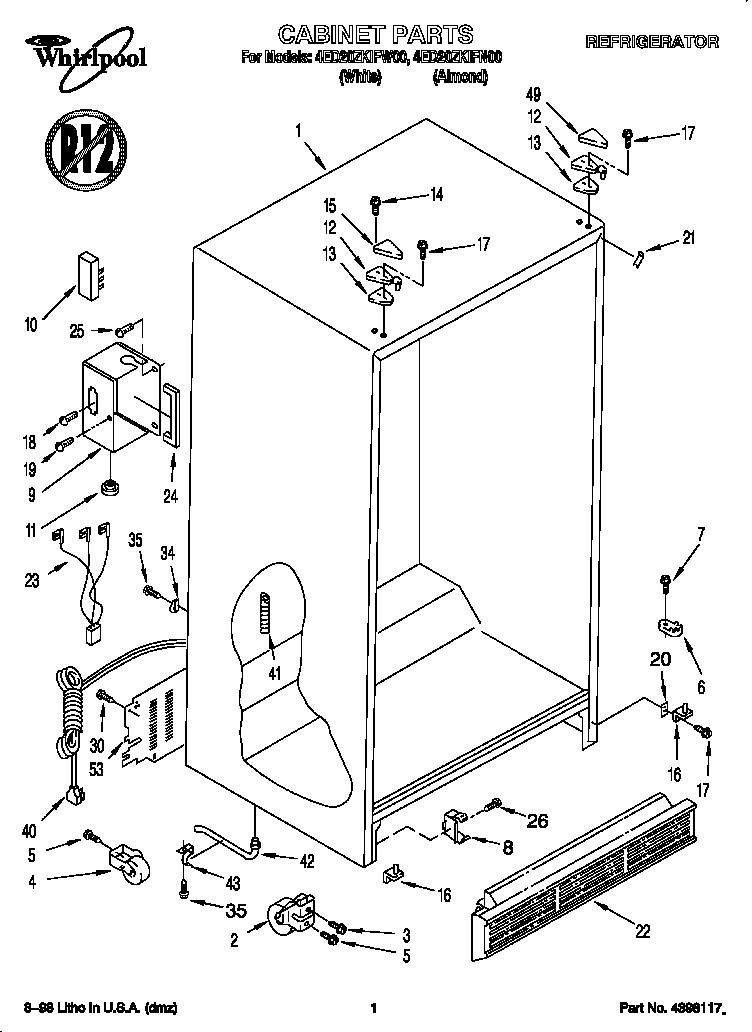 Whirlpool 4ED20ZKIFN00 cabinet diagram