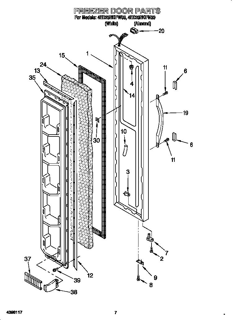 Whirlpool 4ED20ZKIFN00 freezer door diagram