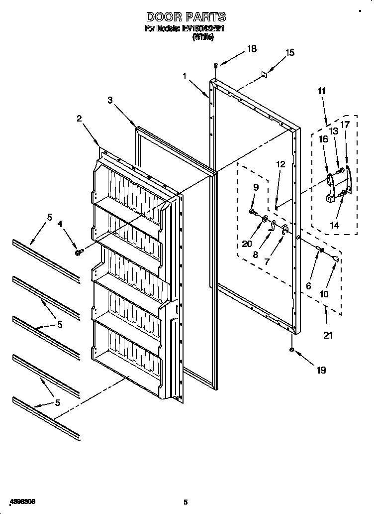 Whirlpool EV150NXEW1 door diagram