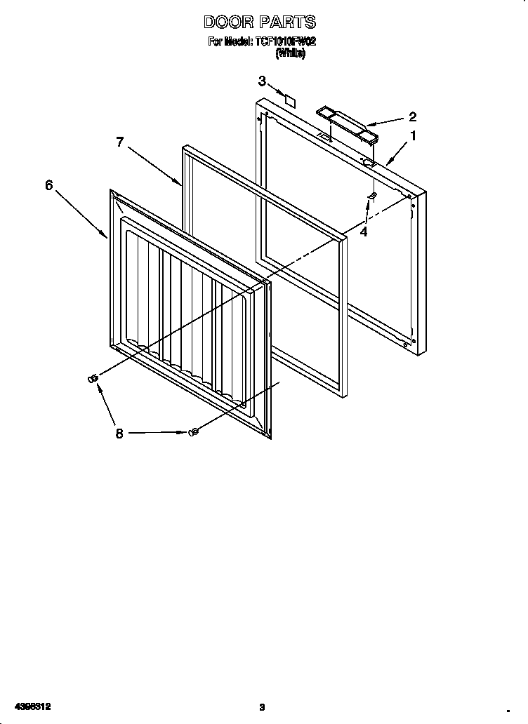 Whirlpool TCF1010FW02 door diagram
