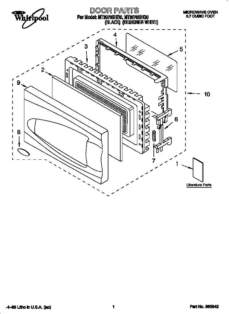 Whirlpool MT3070SHQ0 door diagram