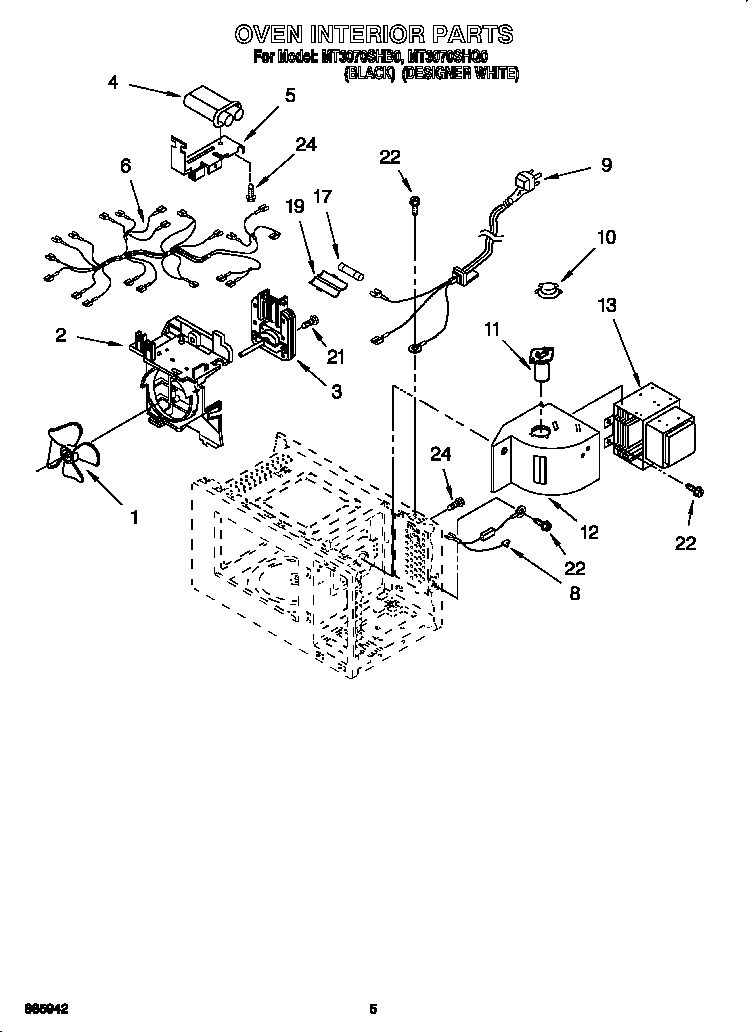 Whirlpool MT3070SHQ0 oven interior diagram