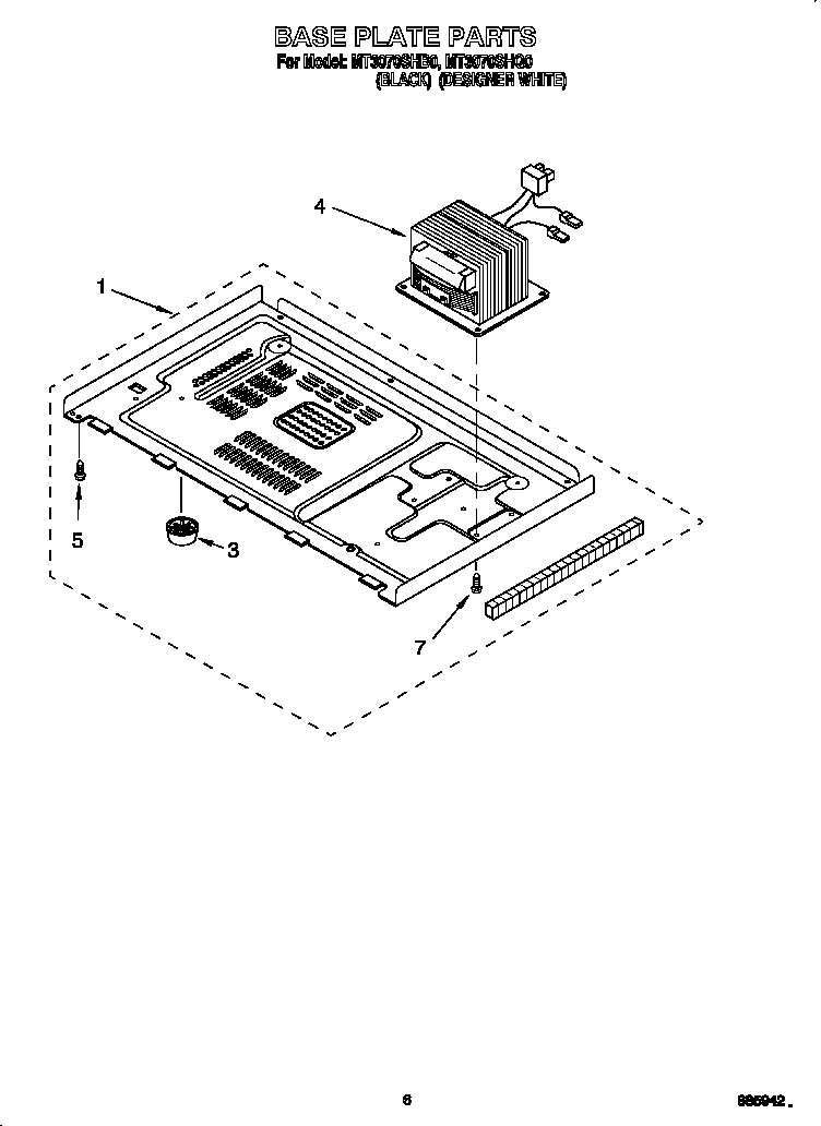 Whirlpool MT3070SHQ0 base plate diagram