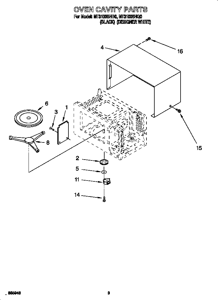 Whirlpool MT3100SHQ0 oven cavity diagram