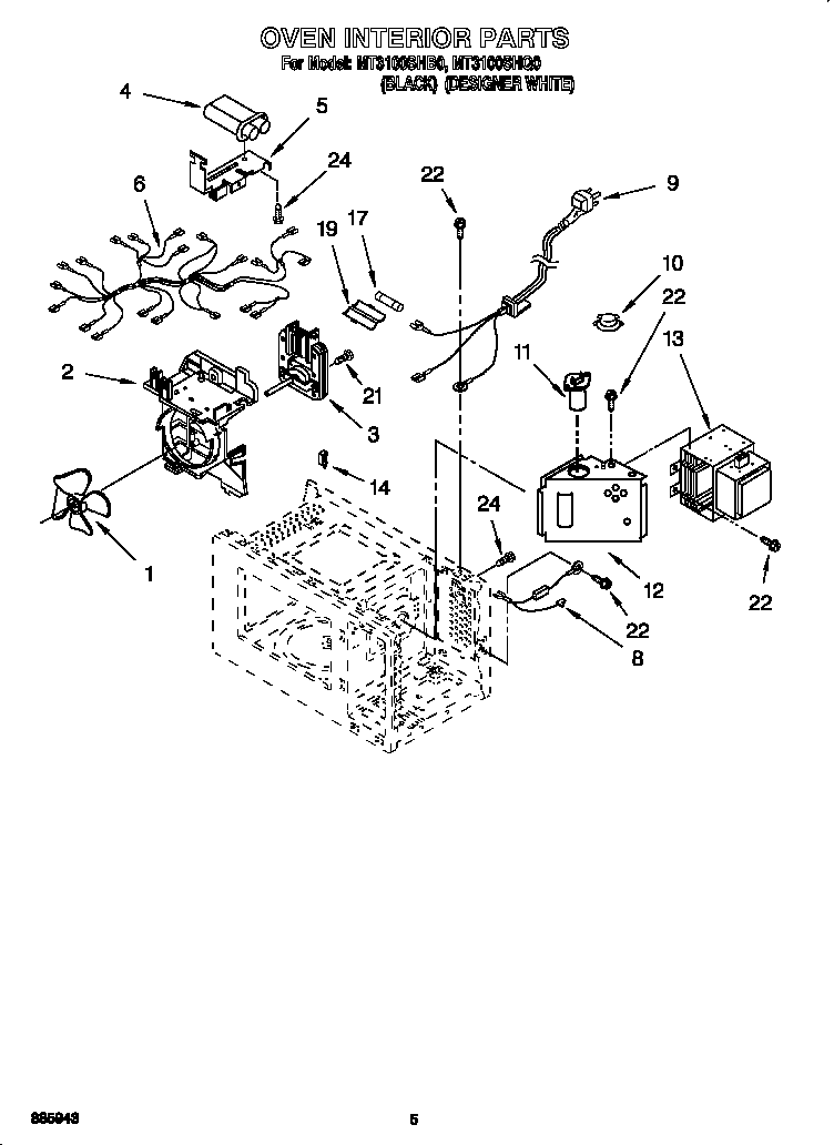 Whirlpool MT3100SHQ0 oven interior diagram