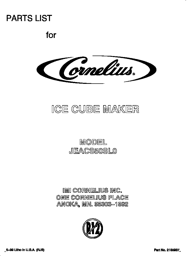 Whirlpool JEAC50SL0 front cover diagram