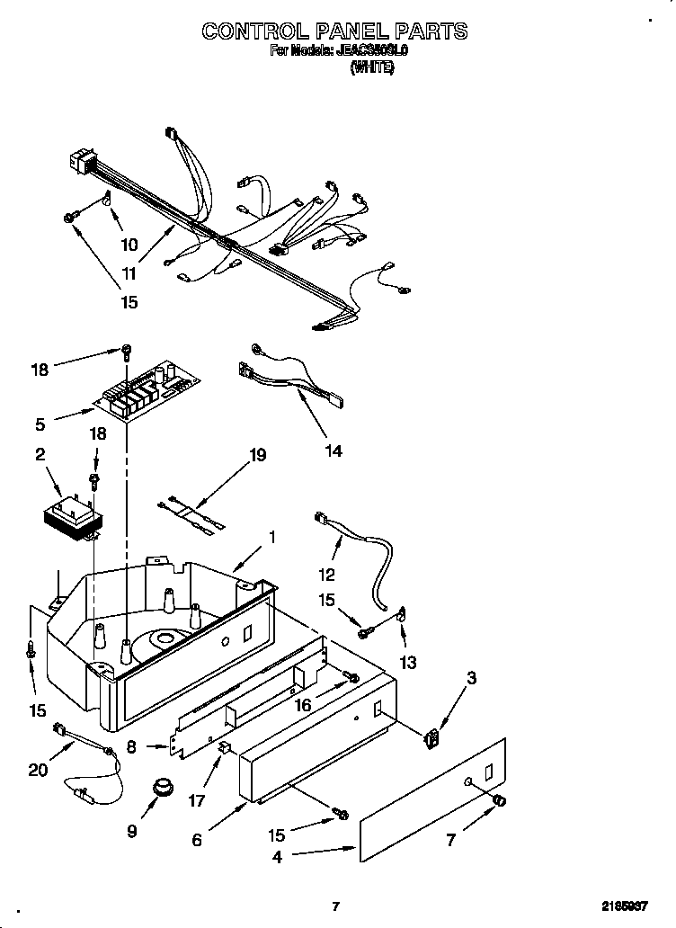 Whirlpool JEAC50SL0 control panel diagram