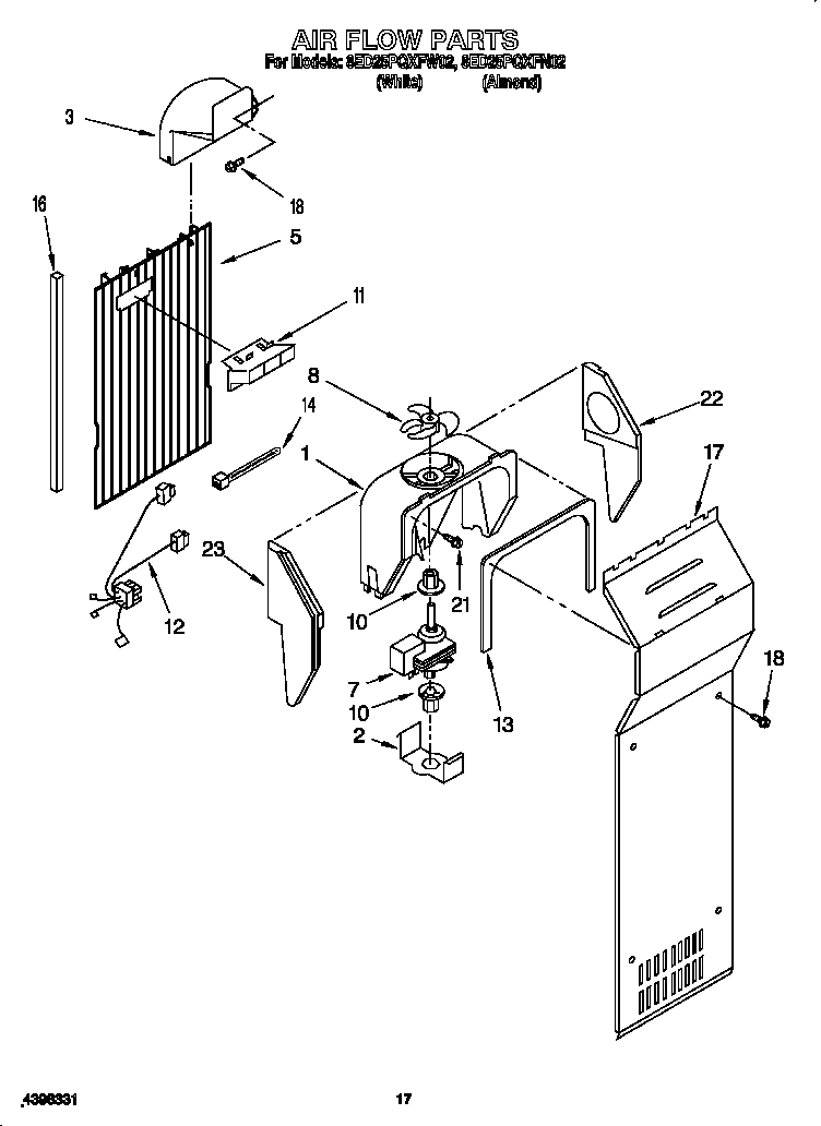 Whirlpool 8ED25PQXFW02 air flow diagram