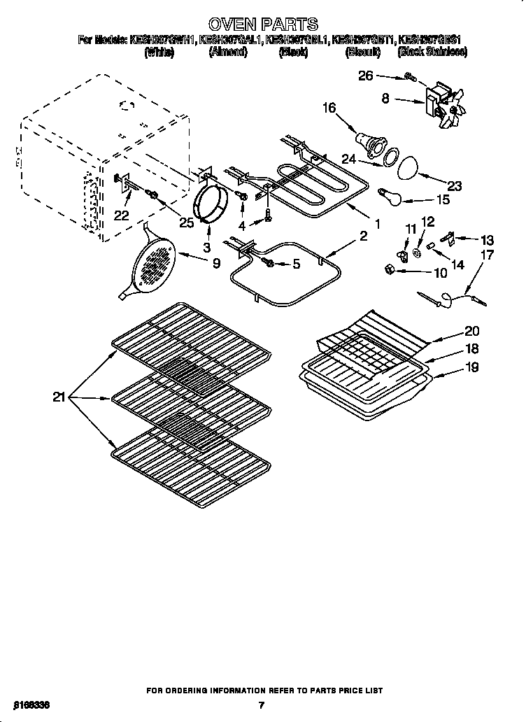 KitchenAid KESH307GBL1 oven diagram