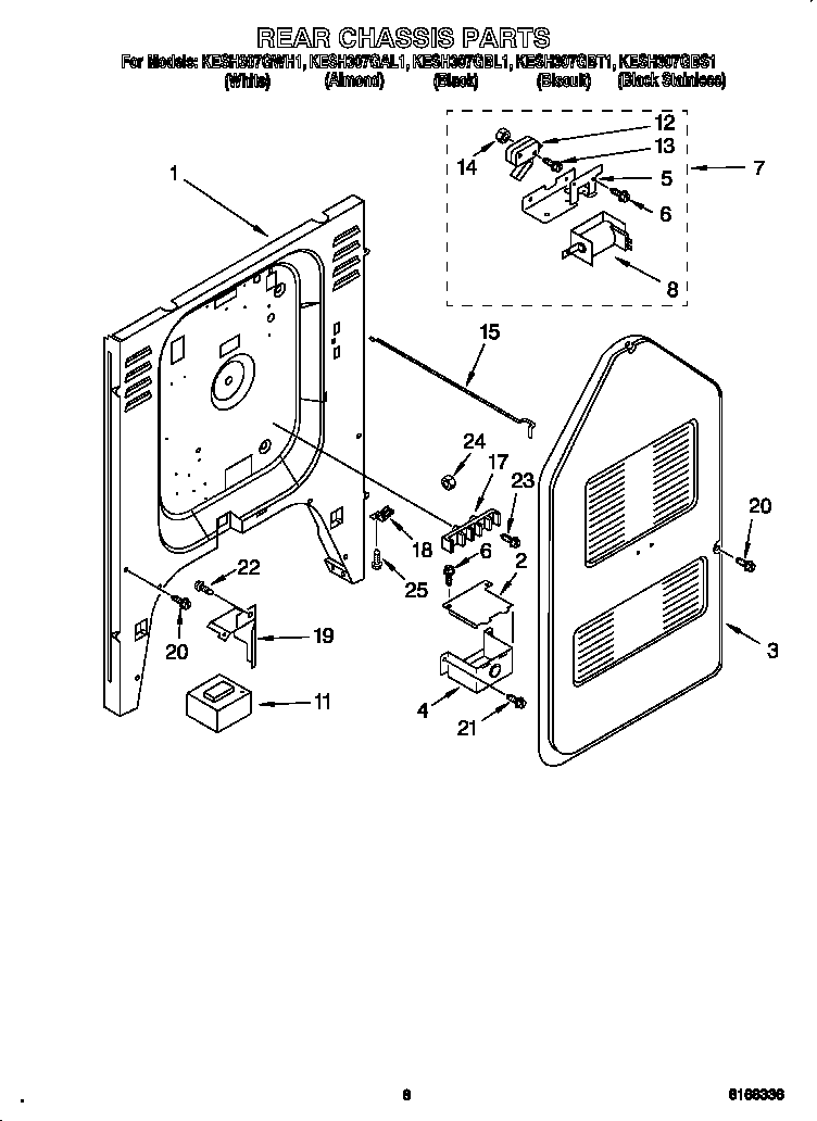 KitchenAid KESH307GBL1 rear chassis diagram