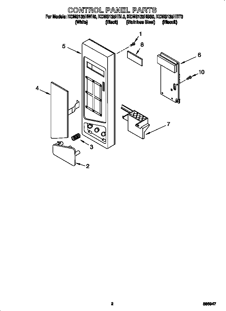 KitchenAid KCMS135HWH0 control panel diagram