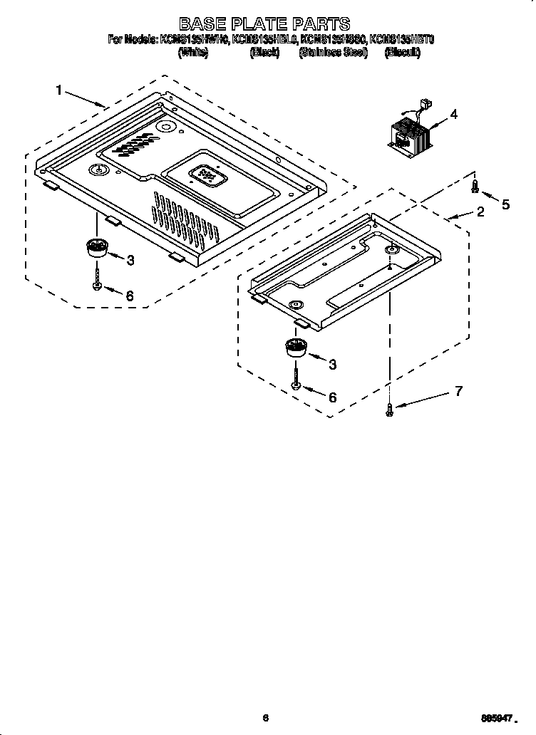 KitchenAid KCMS135HWH0 base plate diagram