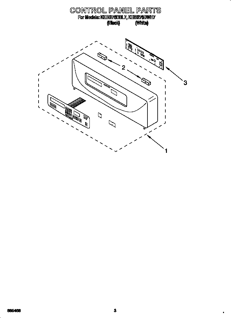 KitchenAid KEBI276DWH7 control panel diagram
