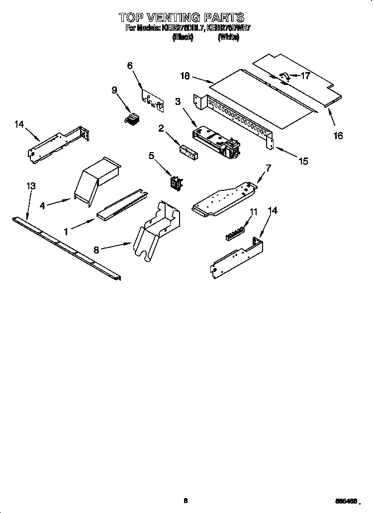 KitchenAid KEBI276DWH7 top venting diagram