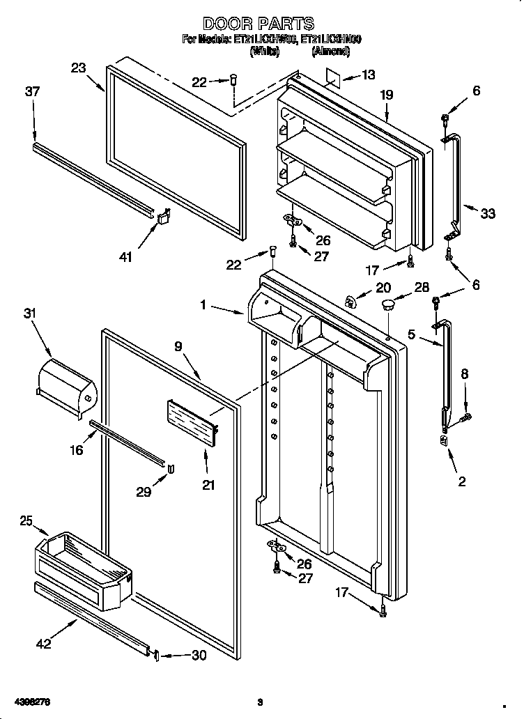 Whirlpool ET21LKXHN00 door diagram
