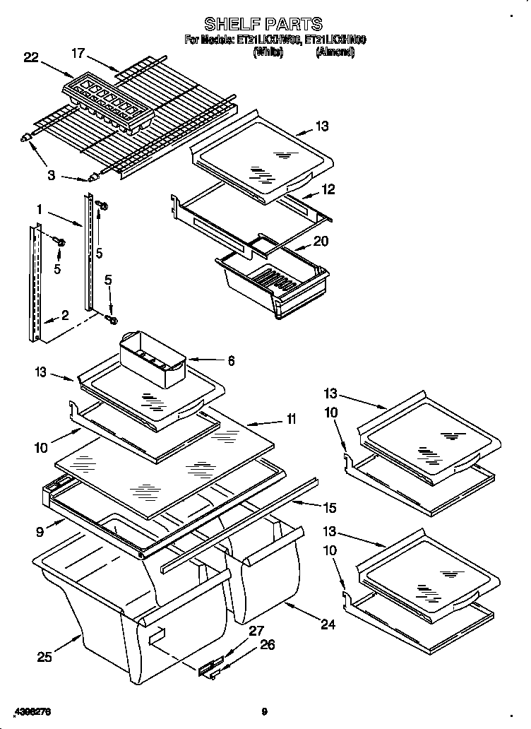 Whirlpool ET21LKXHN00 shelf diagram