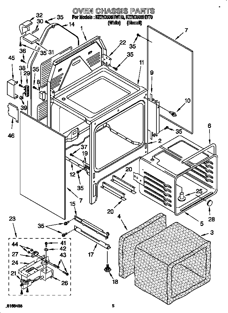 KitchenAid KERC506HBT0 oven chassis diagram