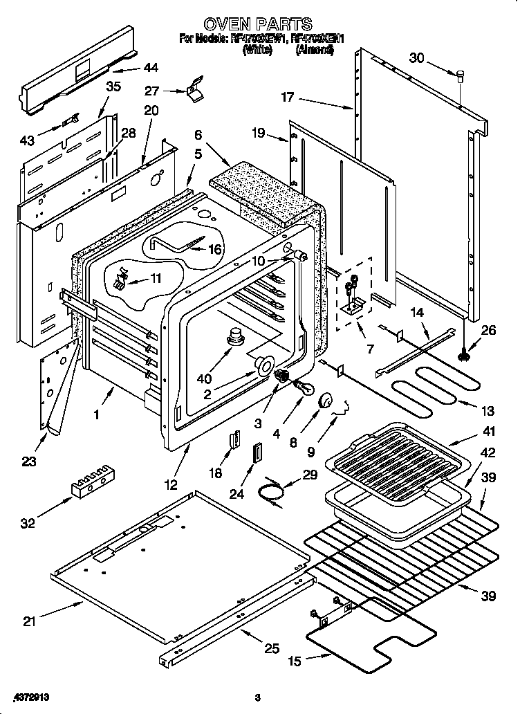 Whirlpool RF4700XEN1 oven diagram