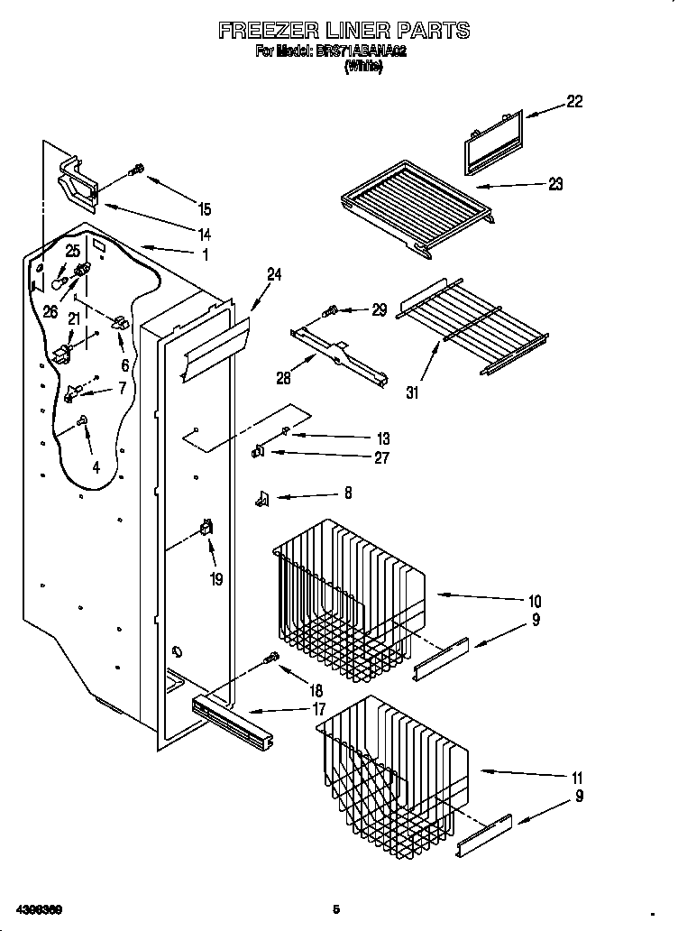 Whirlpool BRS71ABANA02 freezer liner diagram