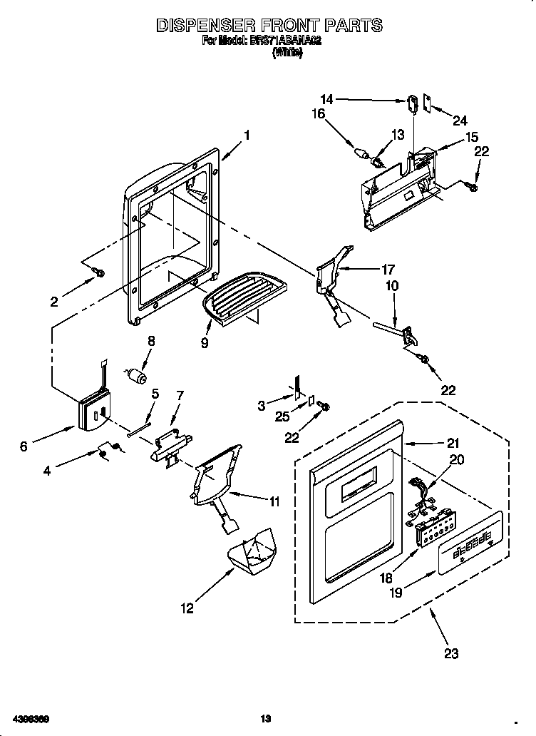 Whirlpool BRS71ABANA02 dispenser front diagram