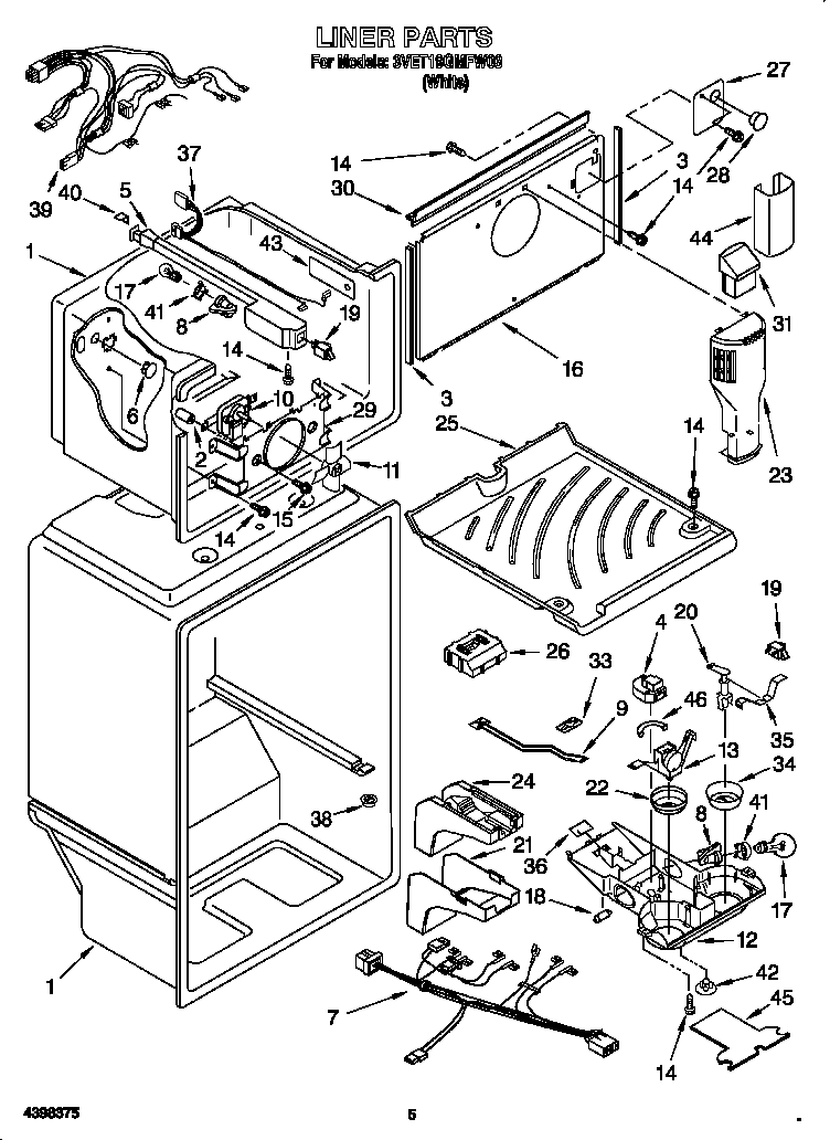 Whirlpool 3VET19GMFW03 liner diagram