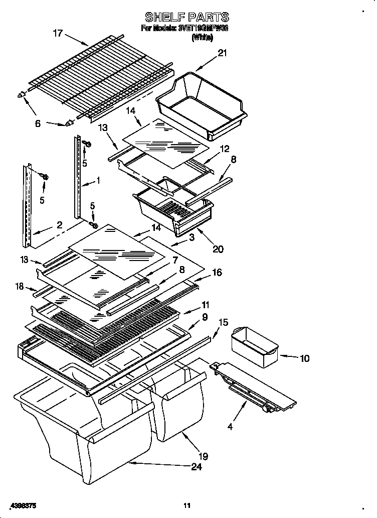 Whirlpool 3VET19GMFW03 shelf diagram
