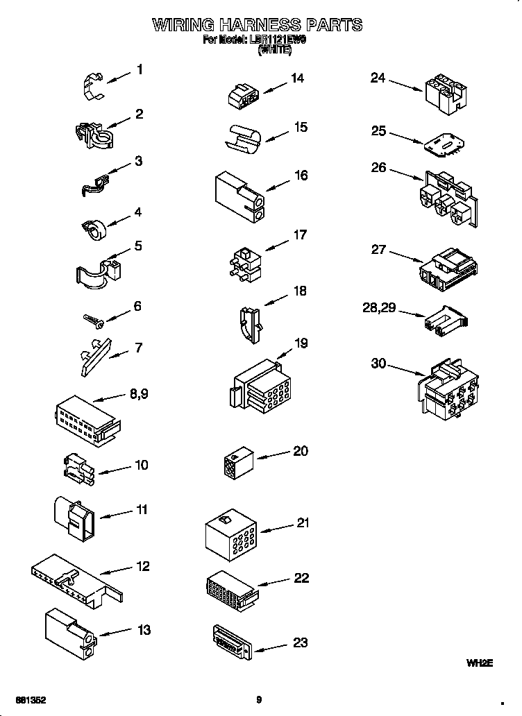 Whirlpool LBR1121EW0 wiring harness diagram
