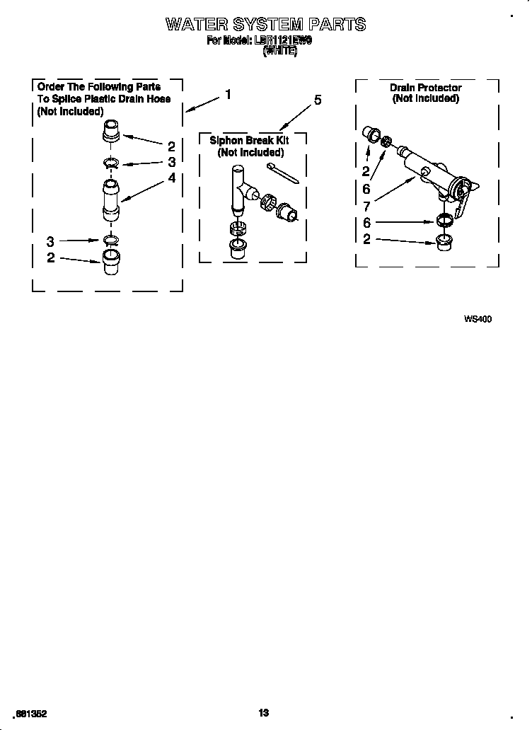 Whirlpool LBR1121EW0 water system diagram