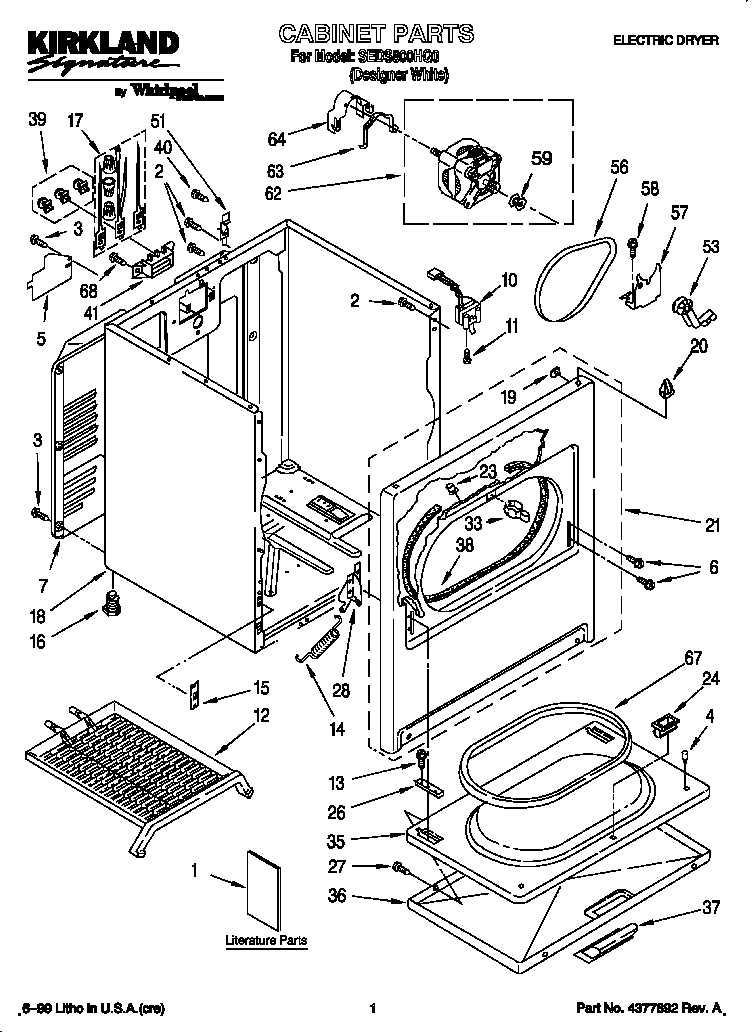 Kirkland SEDS800HQ0 cabinet diagram