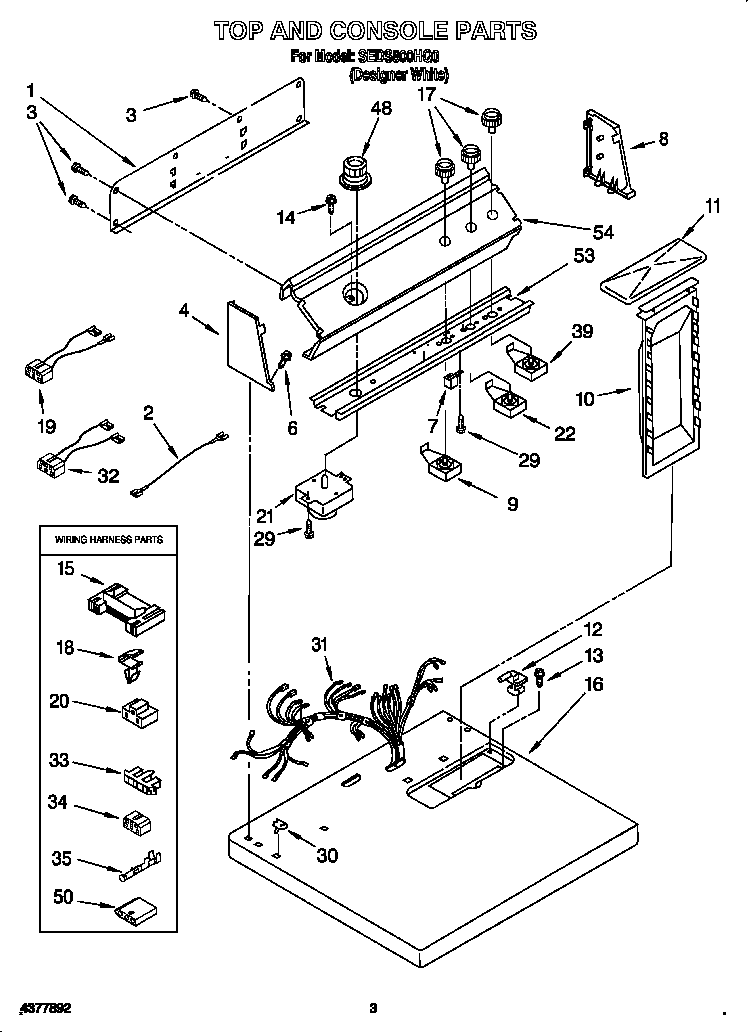 Kirkland SEDS800HQ0 top and console diagram