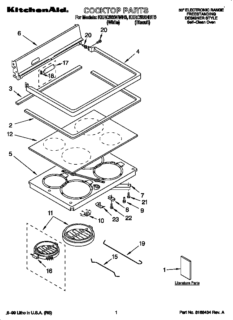 KitchenAid KERC500HBT0 cooktop diagram