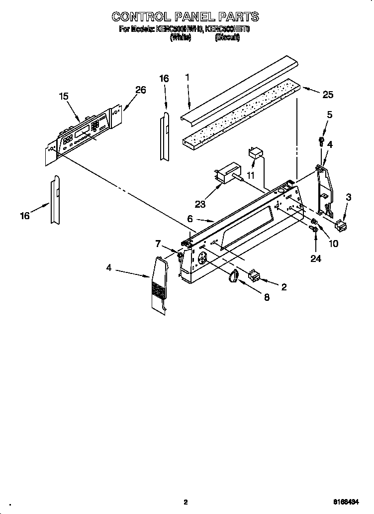 KitchenAid KERC500HBT0 control panel diagram