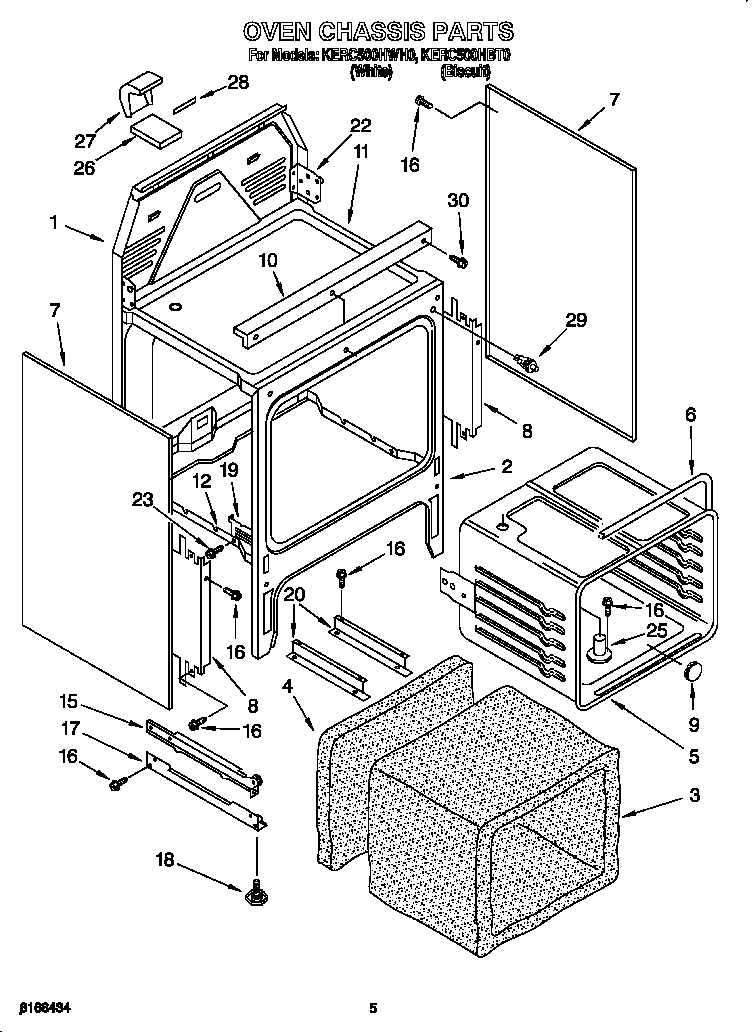 KitchenAid KERC500HBT0 oven chassis diagram