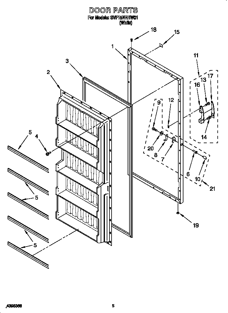 Whirlpool SVF15NRHW01 door diagram