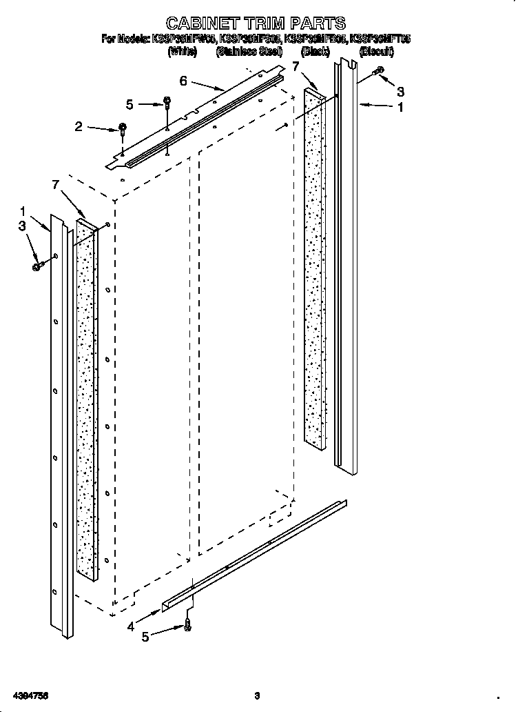 KitchenAid KSSP36MFS05 cabinet trim diagram