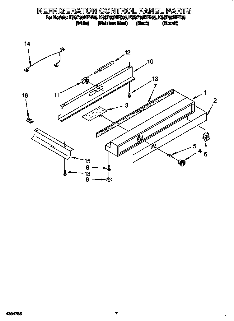KitchenAid KSSP36MFS05 refrigerator control panel diagram