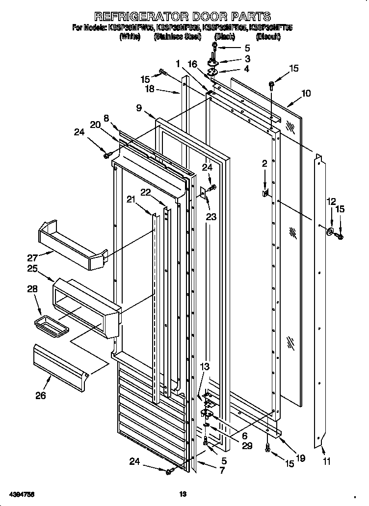 KitchenAid KSSP36MFS05 refrigerator door diagram