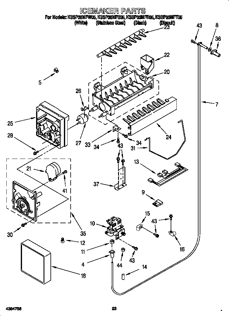 KitchenAid KSSP36MFS05 icemaker diagram