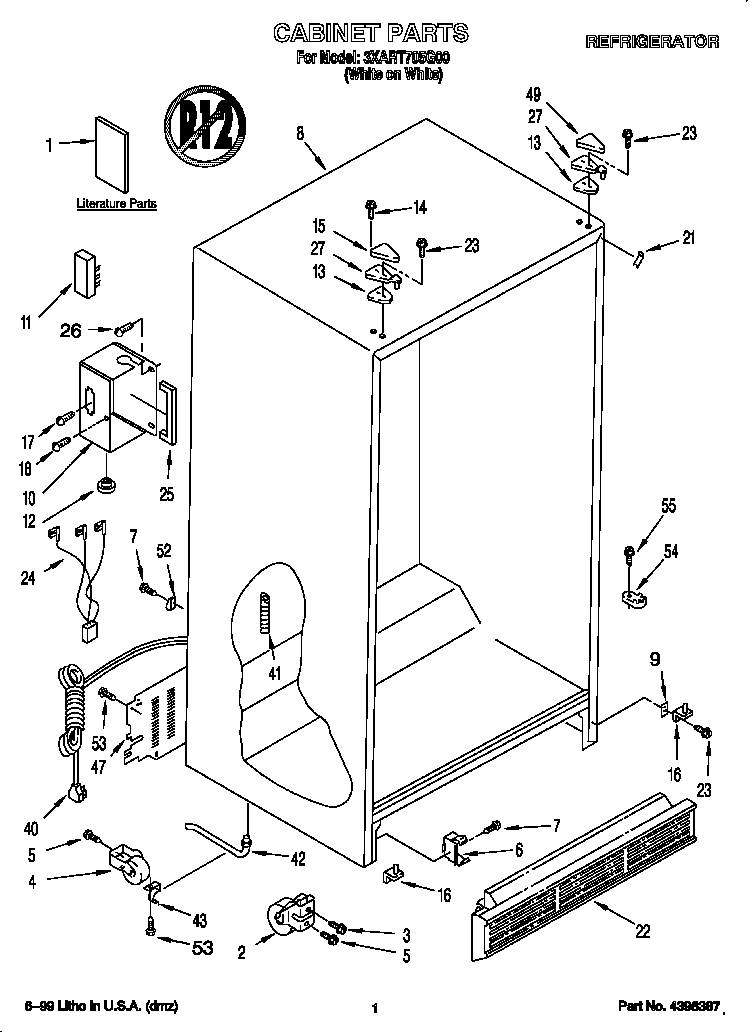 Whirlpool 3XART705G00 cabinet diagram