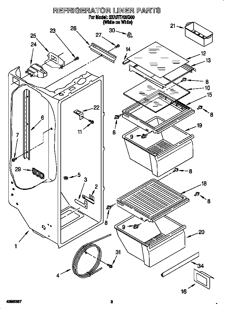 Whirlpool 3XART705G00 liner diagram