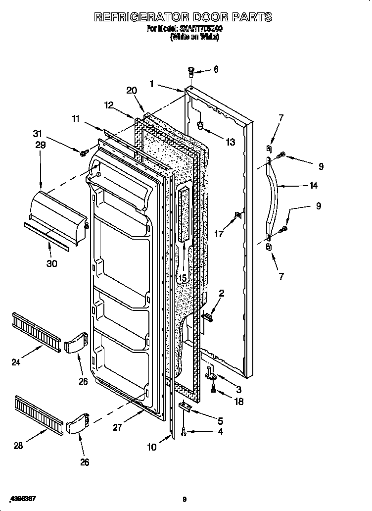 Whirlpool 3XART705G00 refrigerator door diagram