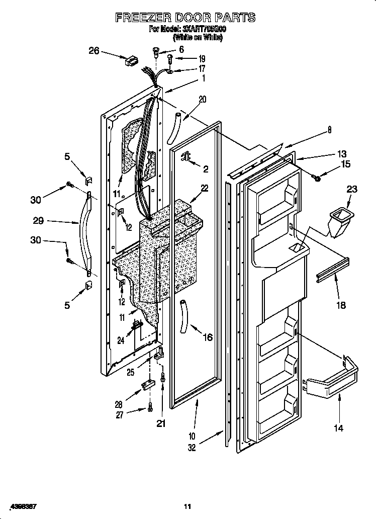 Whirlpool 3XART705G00 freezer door diagram