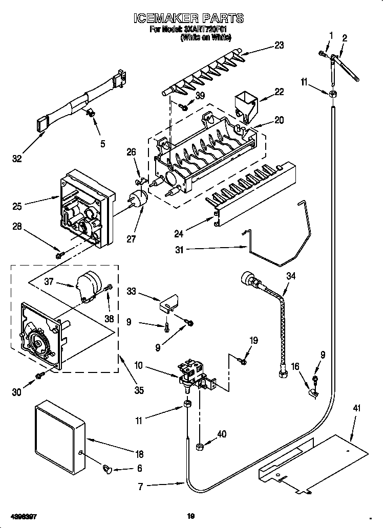 Whirlpool 3XART720F01 icemaker diagram