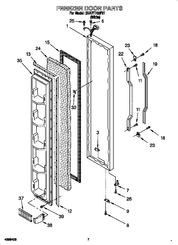 Whirlpool 3XART700F01 freezer door diagram