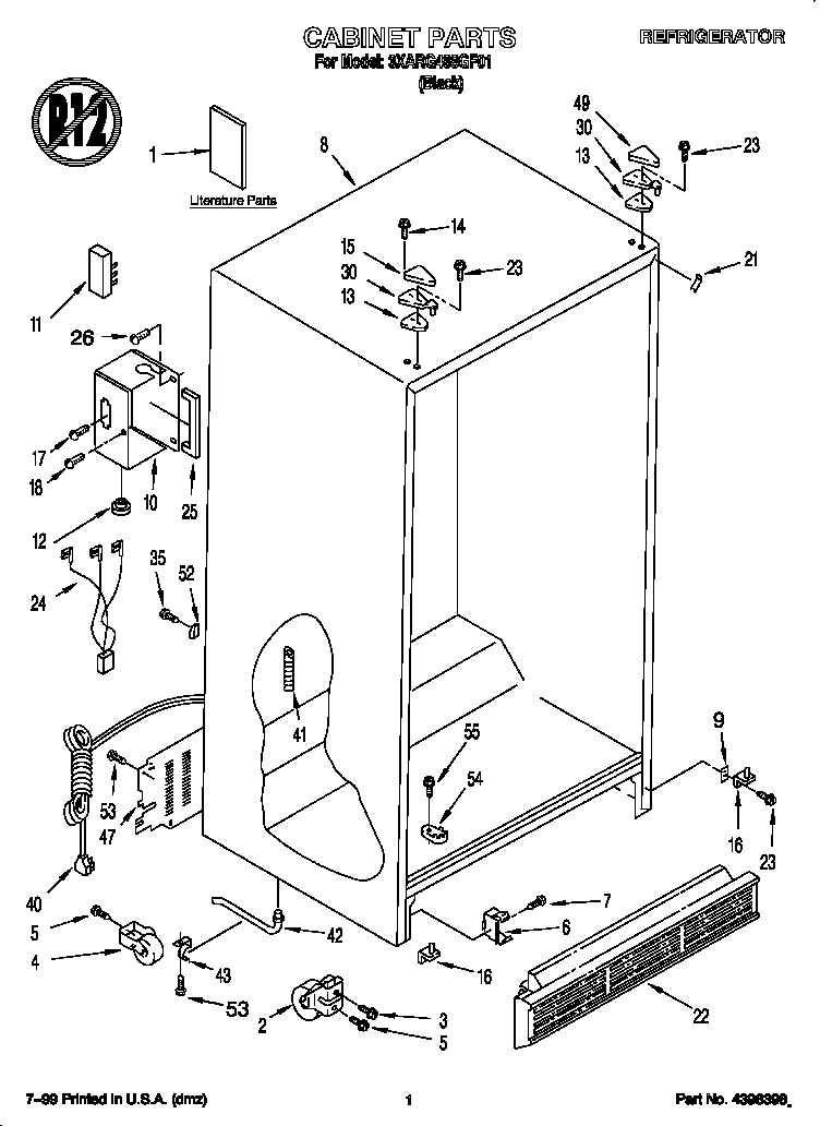 Whirlpool 3XARG488GF01 cabinet diagram