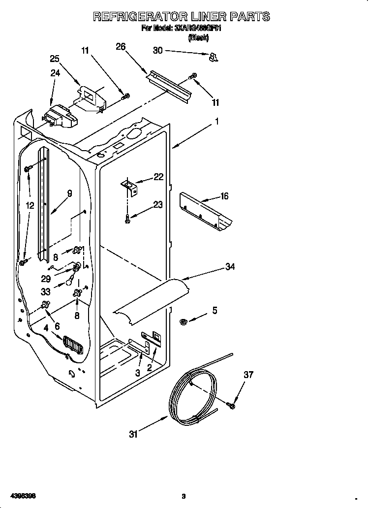 Whirlpool 3XARG488GF01 refrigerator liner diagram