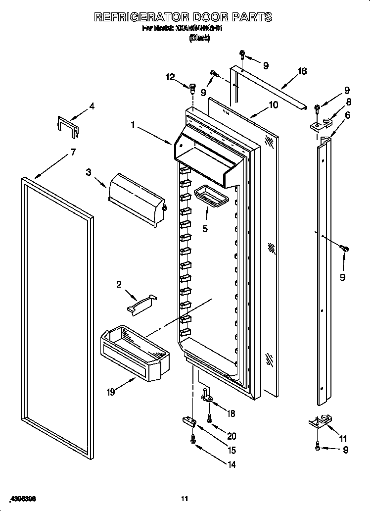 Whirlpool 3XARG488GF01 refrigerator door diagram